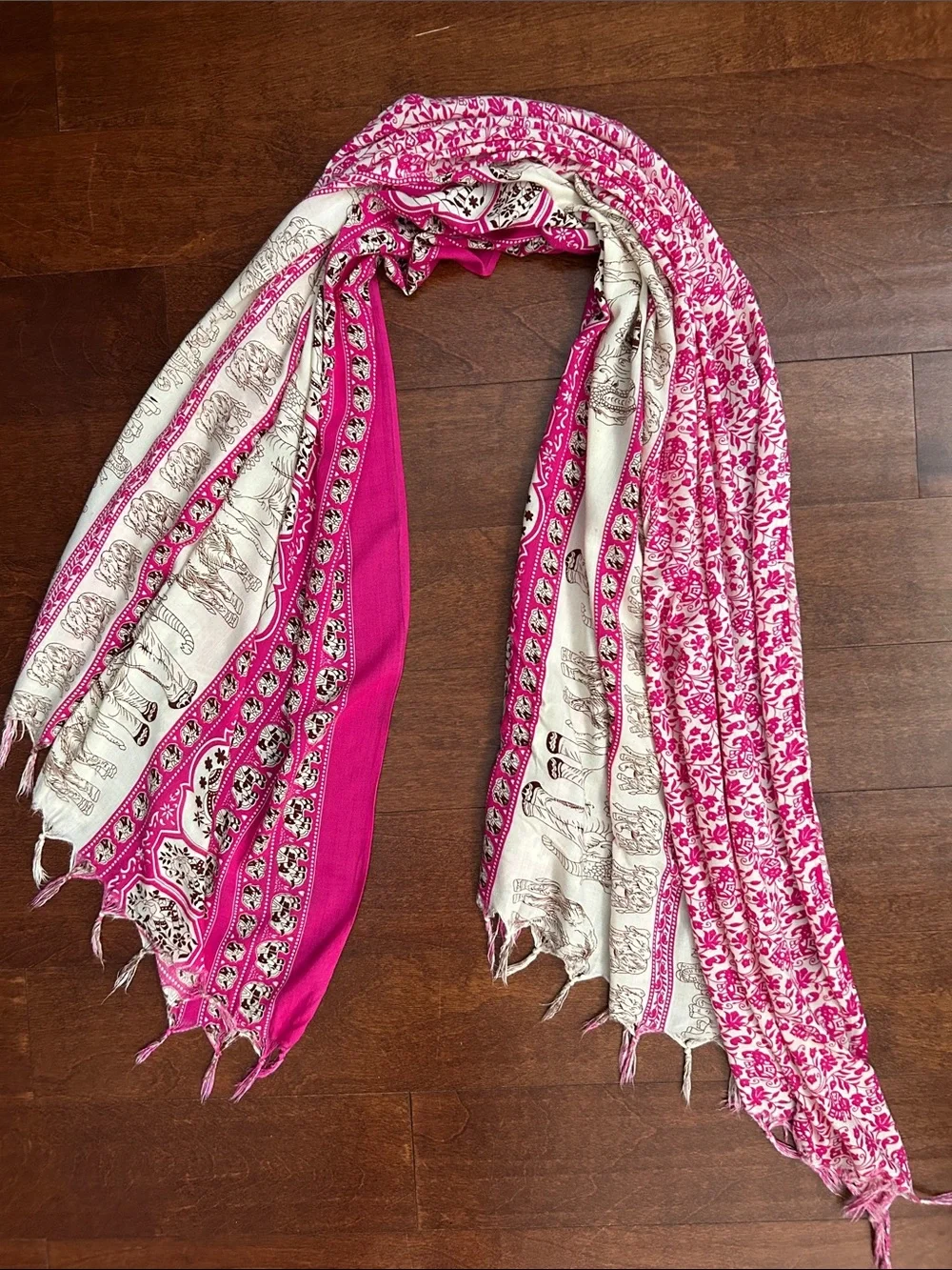 Bright Pink Elephant Print Sarong Scarf Wrap, Perfect for a Cruise or Resortwear